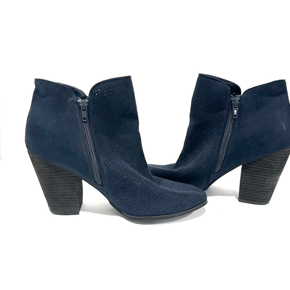 Carlos Santana Navy Blue Hacey Heeled Booties Boots - Picture 9 of 11